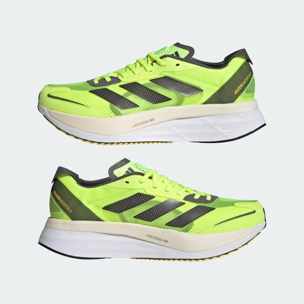 adidas Men's Neon Yellow Running Shoes with Black Stripes